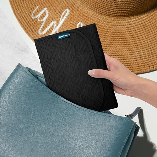 Pavilia Foldable Jewelry Organizer Roll Bag, Small Travel Pouch Wallet for Earrings, Rings, Necklaces, Bracelets (Quilt Black) - color: Quilt Black