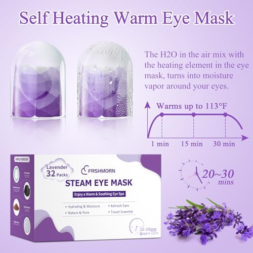 32Packs Steam Eye Mask, Heated Eye Mask for Sleeping, Warm Compress for Eyes, Self Heating Disposal Steam Mask for Home Sleep, Office, Spa, Travel Essentials Mothers Day Gifts (Lavender) - color: 32packs Lavender