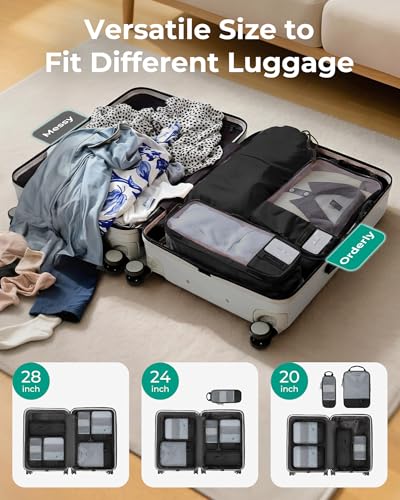 BAGSMART 6 Set /4 Set/2 Set Compression Packing Cubes for Travel, Lightweight Luggage Organizer Bags, Durable Space Saver Bags Travel Essentials - color: Black, size: Set of 6