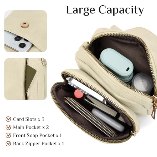 Fashion Small Crossbody Bags for Women Trendy Designer Cell Phone Purses Wallets with Card Holder Anti Theft Travel - color: Beige