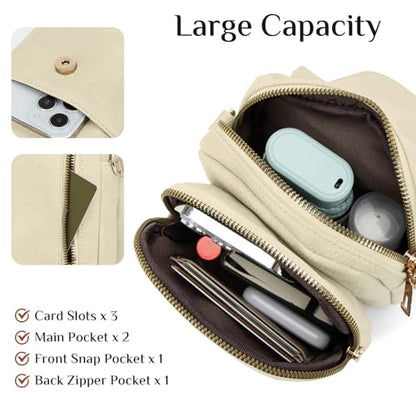 Fashion Small Crossbody Bags for Women Trendy Designer Cell Phone Purses Wallets with Card Holder Anti Theft Travel - color: Beige
