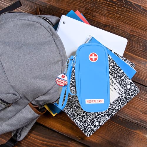 Jayour EpiPen Medical Carrying Case Insulated, Travel Medication Organizer Bag Emergency Medical Pouch, Fits 2 EpiPens, Asthma Inhaler, Anti-Histamine, Auvi-Q, Allergy Medicine Essentials (Blue) - color: Blue