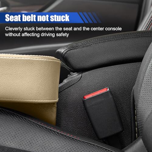 Car Cup Holder, Auto Front Seat Organizer, Multifunctional Cup Drink Holders with PU Leather Cover, Gap Filler Storage Box Coin Bucket Console Side Pocket Cell Mobile Phone Holder (Beige) - color: Beige