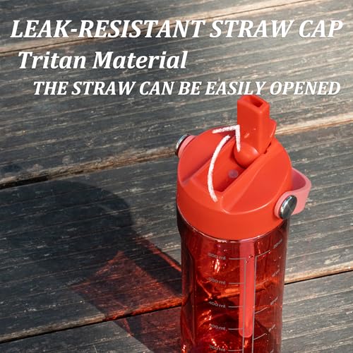 GOPPUS 20oz Clear Water Bottle with Flip Straw, Lightweight, Leakproof, Easy Carry and BPA-Free, Tritan Water Bottlefor Sport, Travel, Outside (Red) - color: Red, size: 20 Ounces