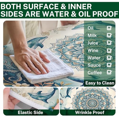 Picnic Table Cover with Bench Covers Elastic Edges, Coastal Camper Fitted Table Cover, Outdoor Camping Essentials 72 Inch 3PCS, Waterproof Camping Fitted Tablecloth with Drawstring Bag - color: Coastal, size: 72in