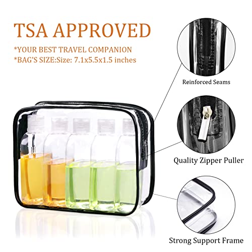 GIMS 5-Pack 3.4 oz TSA-Approved Travel Bottles with Flip Cap, Leak-Proof Containers and Clear Toiletry Bag - size: B-5 Counts-with Bag