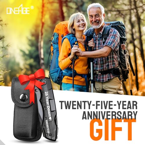 25 Year Anniversary Love Gifts for Men Him Husband, Multitool Knife, 25th Anniversary Practical Gifts for Him Husband, 25 Year Anniversarys Wedding Gift, Personalized Knife, Camping, Hiking - style: 25 YEARS GIFTS