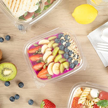 Restaurantware Thermo Tek 12 Ounce Deli Food Containers 100 Anti-Fog Hinged Lid Containers - Freezable Rectangle Clear Plastic To Go Food Containers Disposable - size: 12 oz