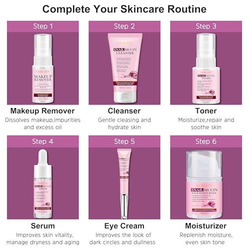 Skin Care Sets for Women,Gentle 6PCS Skincare Set with Korean Snail Secretion Filtrate,Anti Aging & Hydrating Repair Soothe Moisturize for Dull Skin & Fine Lines,Self Face Skin Care Birthday Gift - size: 6 PCS SET