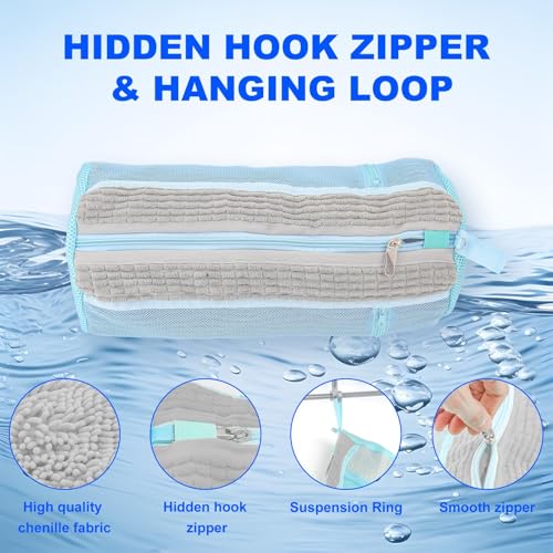 Shoe Washing Machine Bag, Laundry Shoe Bag with Side External Network for Washer and Dryer Reusable Shoe Cleaning Bag for Sneaker Tennis Unstain Cleaner Kit (2pc-gray) - color: with side bag-Grey(2pcs)