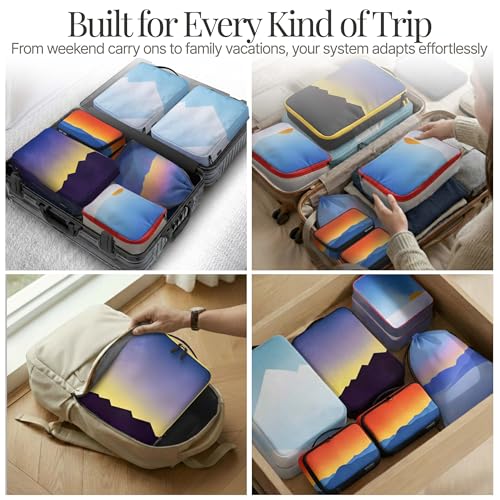 Well Traveled 8 pcs Compression Packing Bags Cubes Set with HybridMax Double-Capacity Design - Packing Cubes for Travel Compression to Maximize Limited Luggage Space, Vista - color: Vistas, size: 8-piece