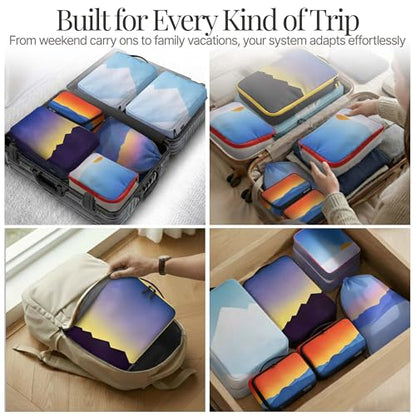 Well Traveled 8 pcs Compression Packing Bags Cubes Set with HybridMax Double-Capacity Design - Packing Cubes for Travel Compression to Maximize Limited Luggage Space, Vista - color: Vistas, size: 8-piece