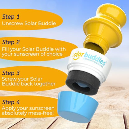 Solar Buddies Grab & Go Travel Bundle, Carabina Clip & Cleaning Brush - Single Full Green - Refillable Roll on Sponge Sunscreen, Suncream & Lotion Applicator For Kids, Adults & Families - Holds 100ml - color: Full Green Single