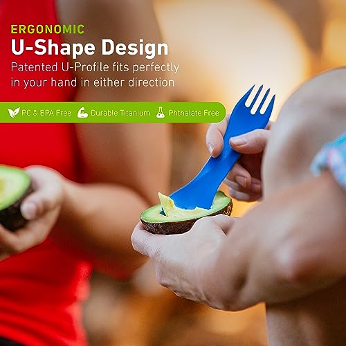 humangear GoBites Uno | Travel & Camping Utensils | Portable & Convertible Dining Ware | Multi-Functional Spork, Titanium - color: Titanium