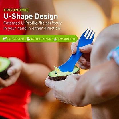 humangear GoBites Uno | Travel & Camping Utensils | Portable & Convertible Dining Ware | Multi-Functional Spork, Titanium - color: Titanium