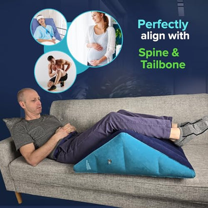 Leg Elevation Pillow by Recovery Wedge, Inflatable Wedge Pillow for Sleeping and Post-Surgical, Improve Circulation and Reduce Swelling, Speed Injury Recovery. (Medium Triangle) - size: Medium Triangle
