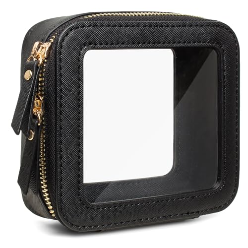 Travel Clear Makeup Bag Set, TSA Approved Cosmetic Bag Case with Zipper Portable Makeup Pouch Toiletry Bag Traveling Cosmetic Organizer Storage Bag Car Organizer Car Essentials - color: N-Black