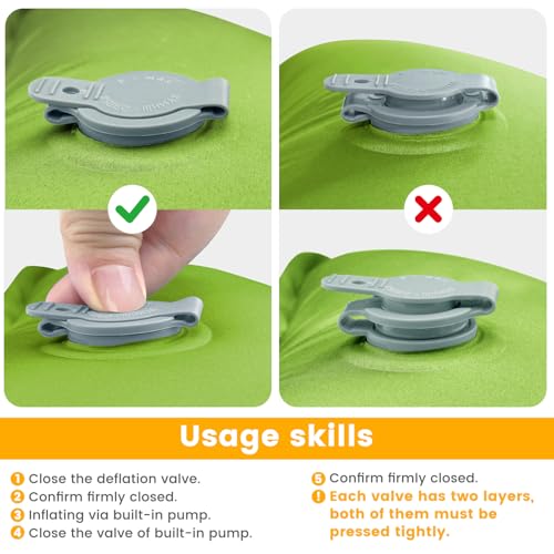 Camping Sleeping Pad, Ultralight Camping Mat with Pillow Built-in Foot Pump, Inflatable Sleeping Pads Compact for Travel, Camping Backpacking Hiking Tent Car Camp Gear - color: Green