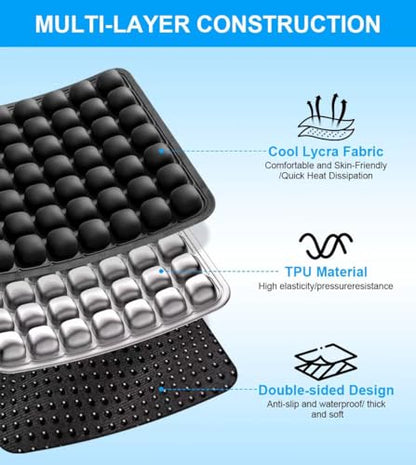 Sondur Travel Cushion, Inflatable Airplane Seat Cushion for Long Flights, 3D Air Cell Seat Cushions with Foot-operated Inflatable Accessories for Office Chair, Wheelchair, Cars, Home Living - color: Black