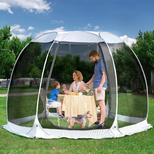 Alvantor Pop Up Screen House Tent, Instant Outdoor Gazebo with Mosquito Netting & UPF 50+ Sun Protection, Portable Canopy Shelter for Patio, Backyard, Camping (2-10 Person) - color: Gray, size: 10'x10'