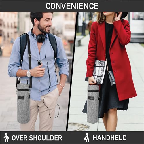 opux Wine Bag Single Bottle Carrier Tote, Insulated Wine Cooler Bag for Travel Picnic Beach with Shoulder Strap, Thermal One Bottle Holder Carrying Case Wine Gift for Women Men, Heather Light Gray - color: Heather Gray