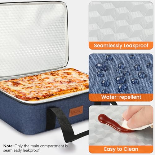Food Warmer Electric Casserole Carrier - Lunch Bag for Adults for Car Truck, 12V/24V/110V, Thermos for hot Food for Potluck Cookouts Parties Picnic,Lasagna Lugger,Fits 9"x13" Baking Pan - size: Brown
