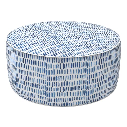 LVTXIII Outdoor Inflatable Ottoman Stool, Patio Water Repellent Footrest Stool with Handle, Portable Outside Round Ottoman for Patio Garden, Camping or Home Use, 21"x21"x9", Blue Pebble - color: Blue Pebble, size: 21"D x 21"W x 9"H