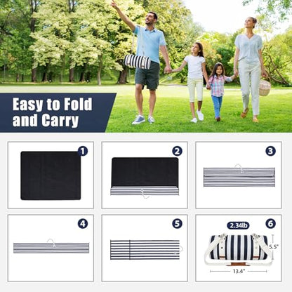 G GOOD GAIN Waterproof Picnic Blanket, 79"x79" Extra Large Beach Mat for 6 to 8 Adults, Machine Washable Outdoor Blanket for Camping, Grass, Park, Camping, Concerts, MiddleNavy - color: Middlenavy