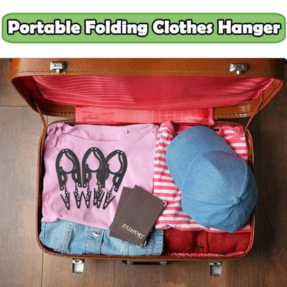 12 PCS Travel Hangers,Portable Folding Clothes Hanger,Travel Accessories Foldable Travel Hangers with Clips,Foldable Clothes Drying Rack for Travel,Black Plastic Non Slip Clothing Hangers - size: 12PCS
