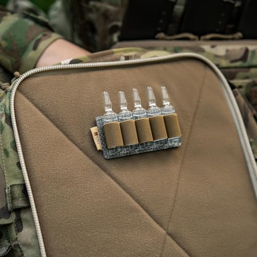 M-Tac Modular Ampoule Organizer Insert | Tactical Insert with Elastic Loops & Loop Velcro Backing | Fits Medical Kits & Backpacks, 5 Slot - color: Coyote, size: 5 ml