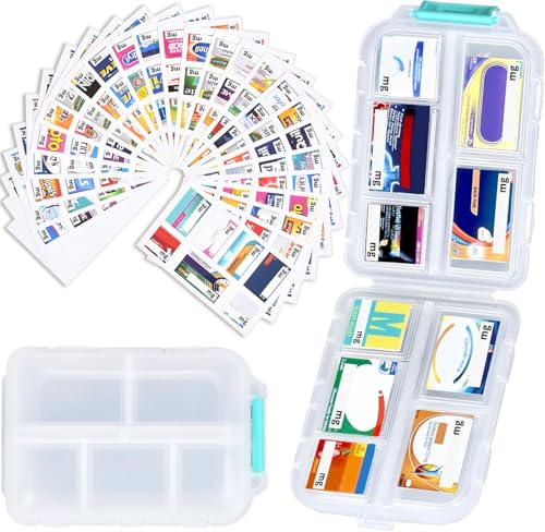 Pill Organizer Travel with 189 Medicine Labels, 10 Compartments Pill Container Travel Pill Box Purse Pill Case Compact Pill Organizer (White, 1 Pack) - color: White, size: Standard