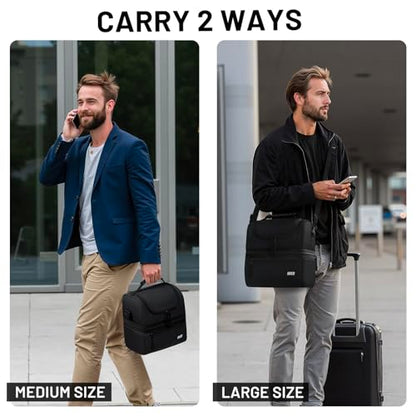 MIER Adult Lunch Box Insulated Lunch Bag Large Cooler Tote Bag for Men, Women, Double Deck Cooler(Black Large) - color: Black, size: Large