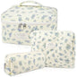 Gosect Makeup Bag Set, Quilted Makeup Bag, Large Floral Cosmetic Bag for Women, Cute Cotton Makeup Bags, Flower Travel Toiletry Organizer Bag (Blue Floer) - color: LSHK