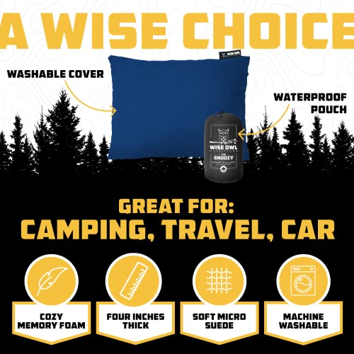 Wise Owl Outfitters Camping Pillow – Memory Foam Travel Pillow for Airplane Sleeping, Hiking, Backpacking & Outdoor Use - Small & Portable for Adults, Car, Camp & Tent - color: Blue, size: Medium