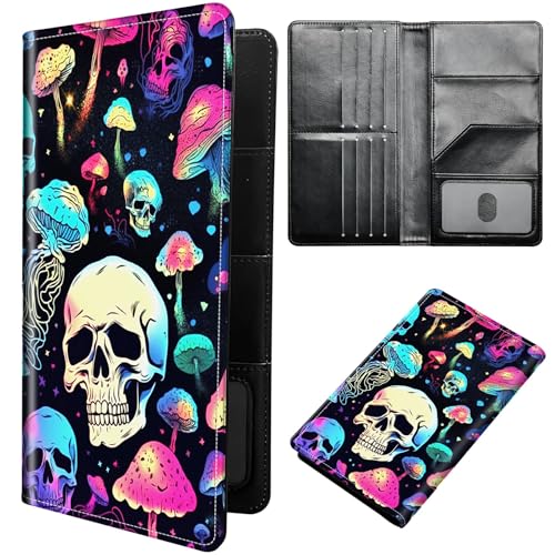 Mushroom Skull Passport Holder Cover Passport Wallet Travel Wallet Organiser with RFID Blocking Card Holder Wallet Family Holder Protection Case for Women, Men - color: Mushroom Skull