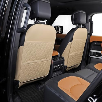 TAIKOO Seat Back Protector,Shields Seat Backs from Kicks and Adds Storage | kick mats back seat protector easy to install and clean, well-crafted, sturdy, durable and stylish.2 Pack - color: Style A-Beige
