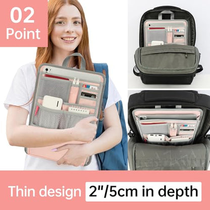 Stiff Backpack Insert Organizer for Men Women Bag In Bag,Water-repellent Nylon 13.7''x10.2''x2''-Pink - color: Pink