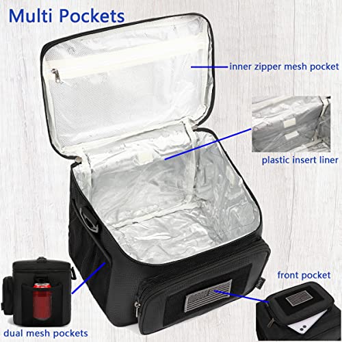 FlowFly Tactical Lunch Bag Large Insulated Lunch Box Cooler Tote for Men, Women with MOLLE/PALS Webbing (Black) - color: Black, size: Medium