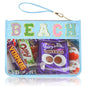 Chenille Letter Clear Zipper Pouch for Travel Preppy Patch Makeup Bag-Nylon Cosmetic Preppy Makeup Waterproof Organizer Bag Set for Women Valentines Bag (BL-BEACH) - color: BL-BEACH