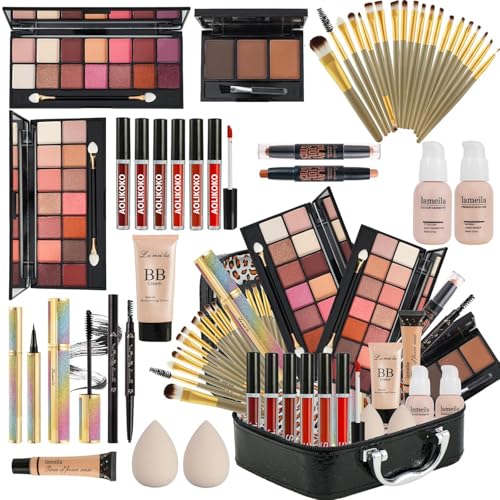 All in One Makeup Kit for Women Full Kit,Makeup Set for Women, Includes Eyeshadow Palette/Foundation/lip gloss/Eyeliner/Mascara/makeup Brush,Makeup Gift Set for Christmas & Birthday&Holiday&Everyday. - color: Set1