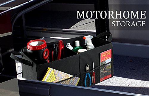 Handy Laundry Fold-Away Car Trunk Organizer – Non-Slip Securing Fasteners – 22 x 10 x 11 Inches – Prevents Shifting and Rolling (Black) (Pack of 2) - size: 22" x 10" x 11" (Pack of 2)