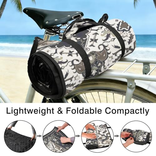 Supfitness Extra Large Picnic Blankets Waterproof Foldable (80"x 80") Beach Blanket Waterproof Sandproof,3-Layer Thicking Mat Outdoor Packable Camping Blanket - color: Boho-dark Grey, size: 80x80in