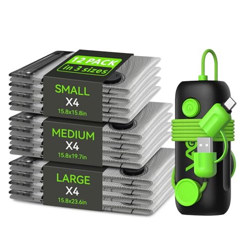 Vacuum Bags for Travel - USB Electric Pump, 12 Pack Carry-on Size Vacuum Seal Bags for Clothing - Space Saver Vacuum Storage Bags for Luggage, Travel Essentials. - style: 12 bags + USB pump