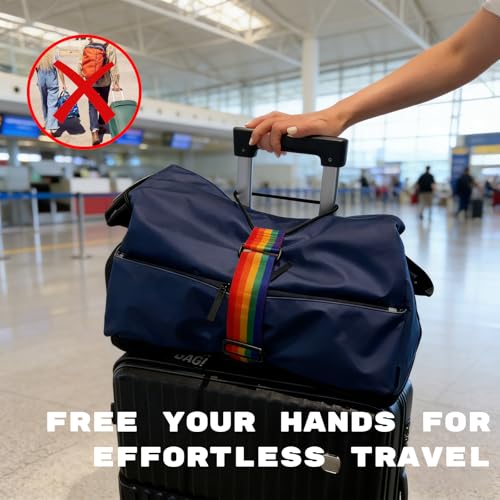 Luggage Connector 2 Pack Heavy Duty Suitcases Strap for Travel Multi Use Elastic Bag Belt with Buckle Flexible Travel Essentials Easy to Identify Colorful