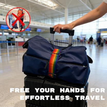 Luggage Connector 2 Pack Heavy Duty Suitcases Strap for Travel Multi Use Elastic Bag Belt with Buckle Flexible Travel Essentials Easy to Identify Colorful