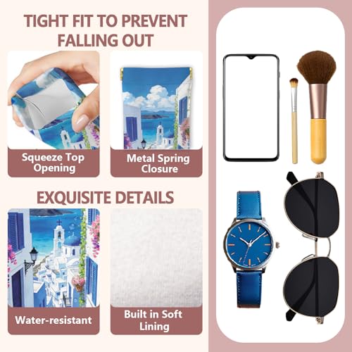 GLOBLELAND 2 Pcs Summer Soft PU Leather Glasses Bag for Sunglasses Watches Phones Makeup Brushes - color: Summer Scenery