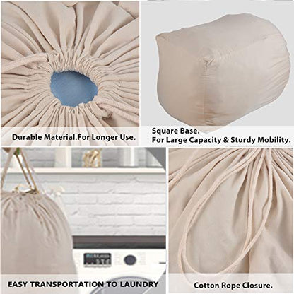 MCleanPin Washable Laundry Bags with Handles,140L Dirty Clothes Storage Bags for Laundry Hamper and Basket with Liner in College Dorm Travel, 2 Pack (Beige) - color: Beige