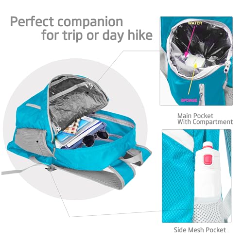 35L Foldable Waterproof Backpack For Outdoor Sports Travel Inside Wet Clothes Compartment Packable For Multiple - color: 1sky Blue