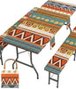 Fitted Picnic Table Cover with Bench Covers Fitted Rectangle Table Cloth Tablecloth Camping Gear Essentials Rv Accessories Road Trip Supplies Car Travel Must Have 8 Ft Foot Feet 96in Bohemian Boho - color: Yellow Boho, size: 96in