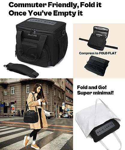 SUNNY BIRD 12L Large Insulated Lunch Bag, Leakproof and Foldable Lunch Cooler Box for Women Adult and Men, Fits 18 Cans (Black 01) - color: Black 01